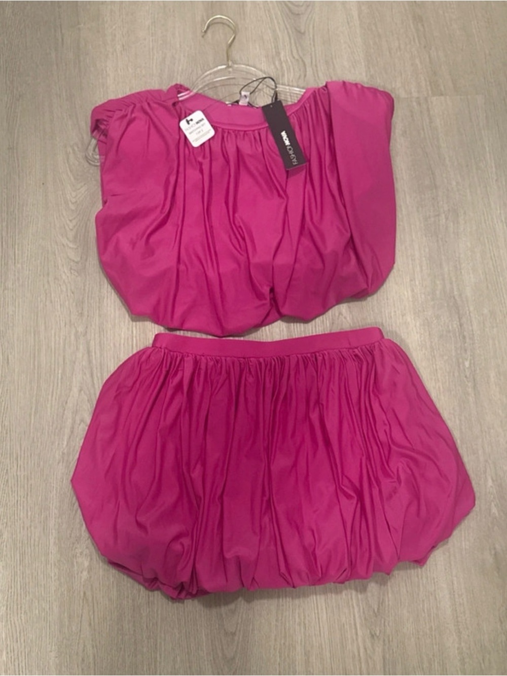 Fashion Nova Fuchsia Bubble Skirt Set